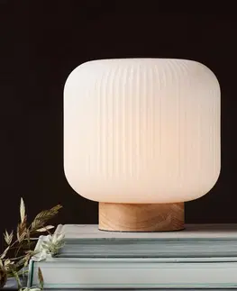 Lampy na nočný stolík Nordlux Stolná lampa Milford tienidlo sklo podstavec drevo