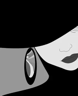 Čiernobiele tapety Tapeta čiernobiela nóbl dáma v klobúku