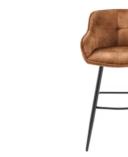 Barové stoličky LuxD Dizajnová barová stolička Natasha hnedý zamat