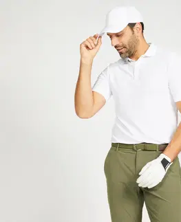 dresy Pánska golfová polokošeľa s krátkym rukávom WW500 biela