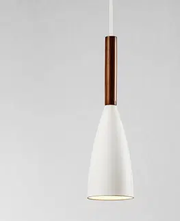 Závesné svietidlá DFTP by Nordlux Závesná lampa Pure s dreveným prvkom, biela