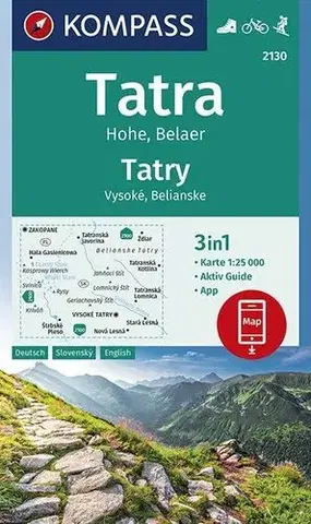 Turistika, skaly Vysoké Tatry, Belianske Tatry - č. 2130 NKOM, 1: 25 000