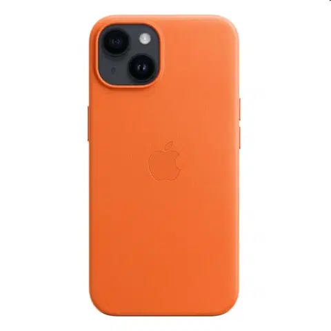 Puzdrá na mobilné telefóny Apple iPhone 14 Leather Case with MagSafe, orange MPP83ZMA