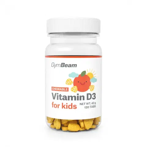 Vitamín D GymBeam Vitamín D3, tablety na cmúľanie pre deti pomaranč