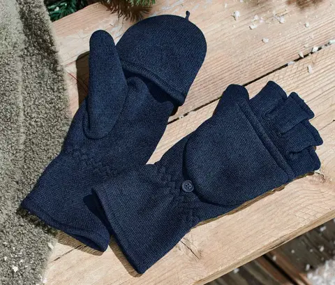 Gloves & Mittens Odklápacie palčiaky z pleteného flísu, modré