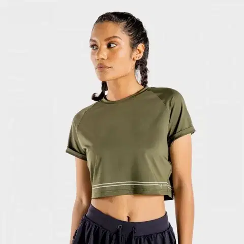 Tričká a tielka SQUATWOLF Dámske tričko Flux CropTop Khaki  S