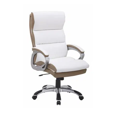 Kancelárske stoličky KONDELA Kolo CH137020 kancelárske kreslo s podrúčkami biela / hnedá
