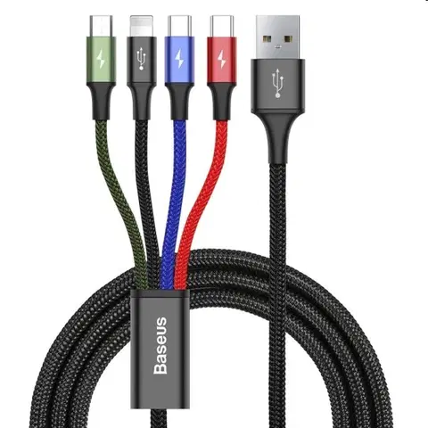 USB káble Baseus CA1T4-B01 USB - 2x USB-C / Lightning / micro USB 3.5A, 1,2m, černý