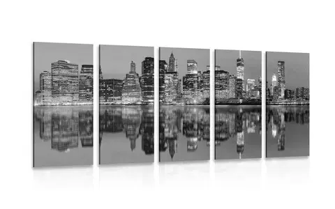 Čiernobiele obrazy 5-dielny obraz mesto Manhattan v čiernobielom prevedení
