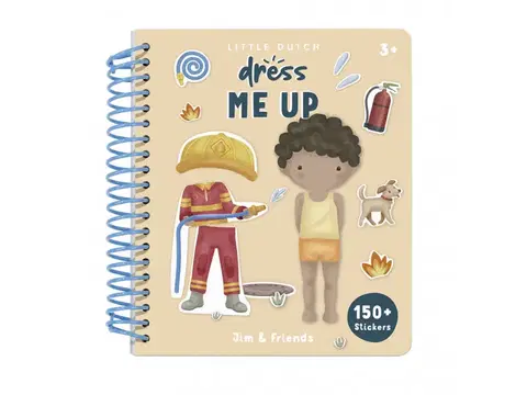 Kreatívne a výtvarné hračky LITTLE DUTCH - Kniha so samolepkami Jim & Friends - Obleč ma