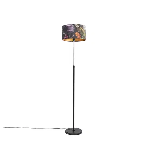 Stojace lampy Stojacia lampa čierna so zamatovým odtieňom kvetov 35 cm - Parte