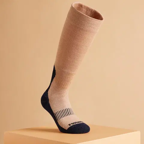 ponožky Jazdecké podkolienky 500 hrejivé béžové