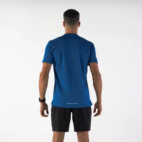 nordic walking Pánske bežecké tričko Run 500 Dry+ priedušné modré