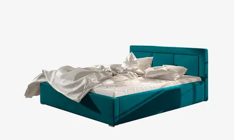 Postele NABBI Branco 200 čalúnená manželská posteľ s roštom tyrkysová