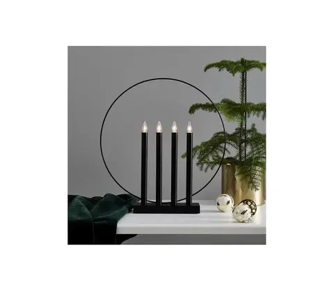 Vianočné dekorácie Eglo Eglo 410977 - Vianočný svietnik GLORY 4xE10/3W/230V čierna 
