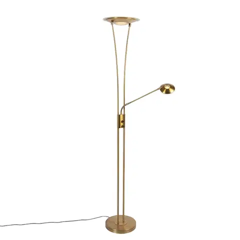 Stojace lampy Stojatá lampa bronzová vrátane LED s čítacím ramenom - Ibiza