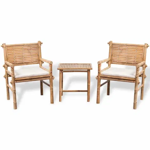 Záhradné jedálenské sety Záhradný bistro set 3ks bambusový