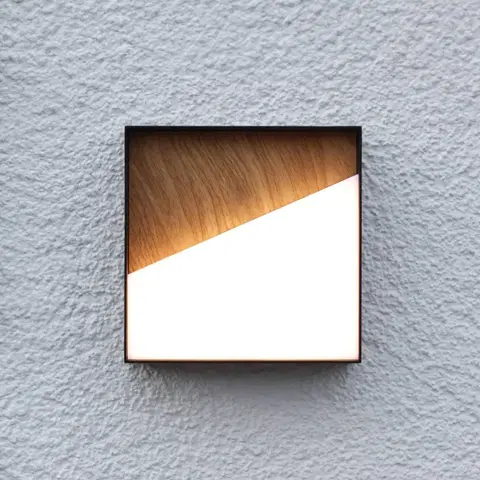 Vonkajšie nástenné svietidlá Eco-Light LED dobíjacie vonkajšie nástenné svetlo Meg, farba dreva, 15 x 15 cm