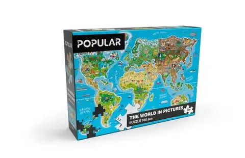 Od 100 dielikov Popular Puzzle Mapa sveta 160 Popular (puzzle v angličtine)
