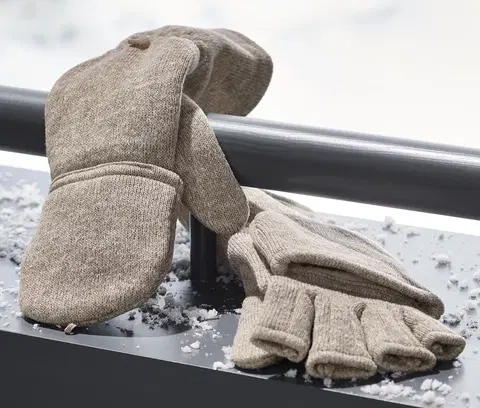 Gloves & Mittens Odklápacie palčiaky z pleteného flísu, béžové