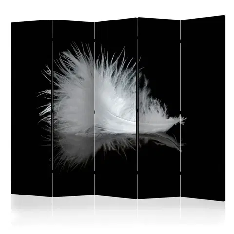 Paravány Paraván White feather Dekorhome 225x172 cm (5-dielny)