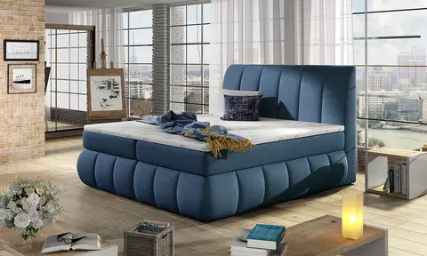 Postele NABBI Vareso 180 čalúnená manželská posteľ s úložným priestorom modrá (Orinoco 80)
