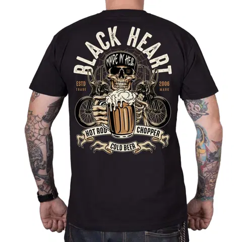 Pánske tričká Tričko BLACK HEART Beer Biker čierna - XL