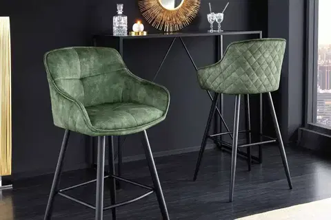 Barové stoličky LuxD Dizajnová barová stolička Natasha zelený zamat