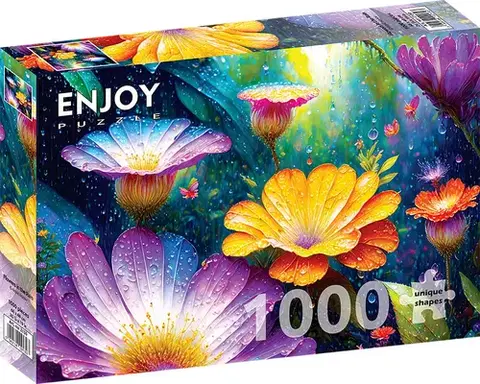 1000 dielikov Enjoy Puzzle Kvety v daždi 1000 Enjoy