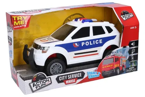 Hračky - autíčka WIKY - Auto polícia na zotrvačník s efektmi  31 cm