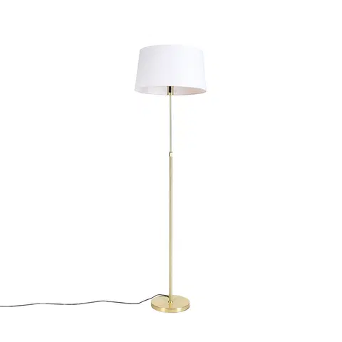 Stojace lampy Stojacia lampa zlatá / mosadz s ľanovým tienidlom biela 45 cm - Parte