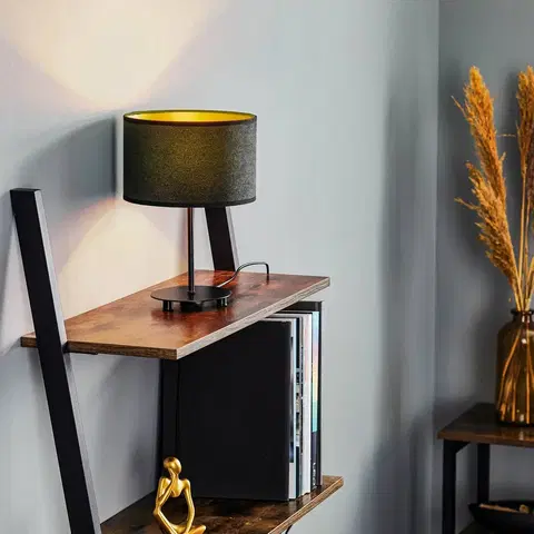 Lampy na nočný stolík Euluna Euluna Golden Roller lampa výška 30cm čierna/zlatá