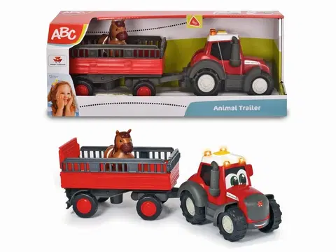 Hračky - dopravné stroje a traktory DICKIE - Abc Traktor Massey Ferguson S Prívesom 30 Cm