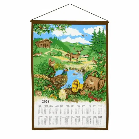 Utierky Forbyt Textilný kalendár 2024 Poľovnícky s tyčkou, 46 x 65 cm