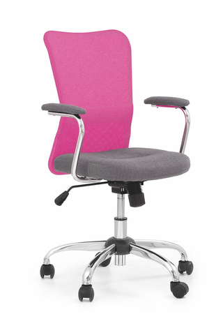 Kancelárske stoličky HALMAR Andy detská stolička na kolieskach s podrúčkami ružová / sivá
