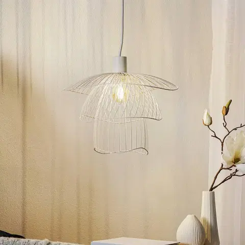 Závesné svietidlá Forestier Forestier Papillon XS závesná lampa 30 cm biela