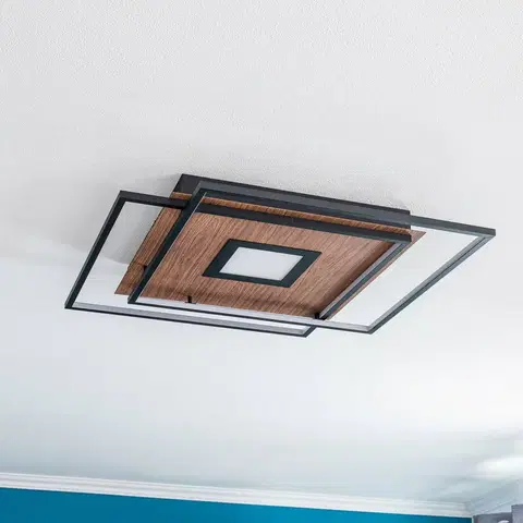 Stropné svietidlá Lucande Lucande Jirya stropné LED svietidlo, CCT, drevo