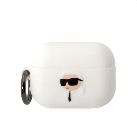 Slúchadlá Karl Lagerfeld 3D Logo NFT Karl Head silikónový obal pre Apple AirPods Pro 2, biely