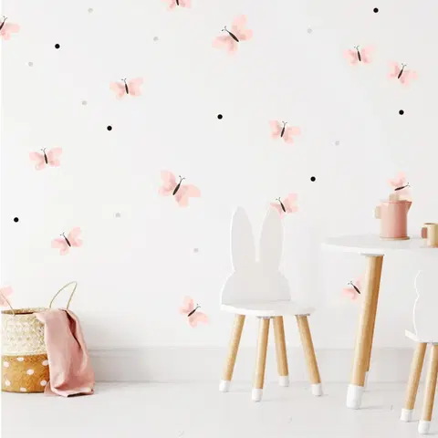 Nálepky na stenu Akvarelové samolepky - Ružové motýliky