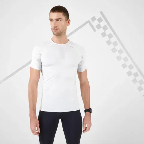 nordic walking Pánske bežecké tričko Kiprun Skincare priedušné biele