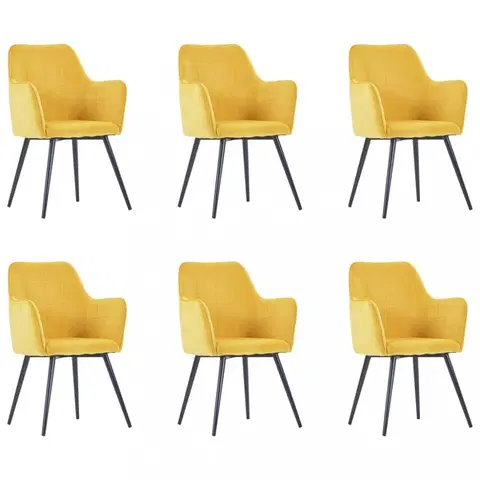 Jedálenské stoličky a kreslá Jedálenská stolička 6 ks zamat / oceľ Dekorhome Žltá