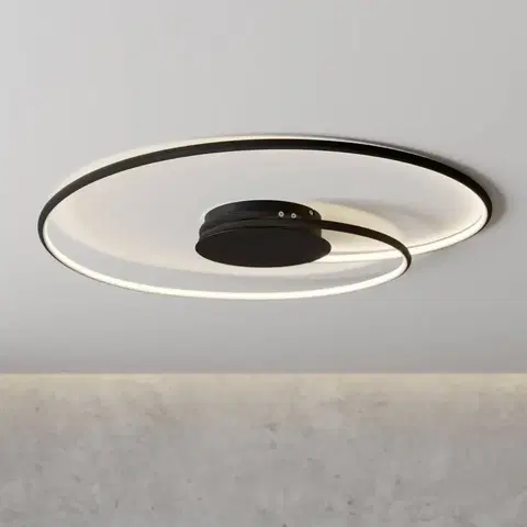 Stropné svietidlá Lindby Lindby Joline stropné LED svietidlo, čierne, 70 cm