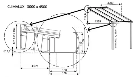 Pergoly k domu Hliníková pergola 300 cm antracit / polykarbonát Dekorhome 450 cm