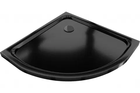 Vane MEXEN/S - Flat sprchová vanička štvrťkruhová slim 80 x 80, černá + čierny sifón 41708080B