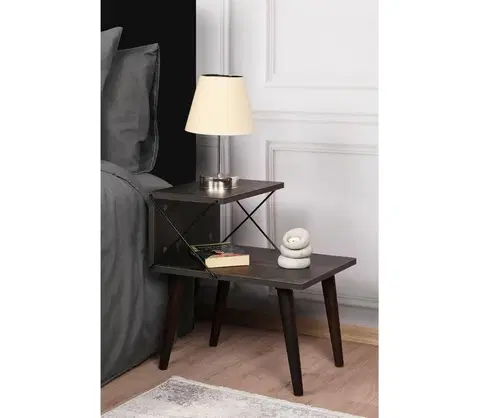 Nočné stolíky  Nočný stolík CROSS 55x50 cm hnedá 