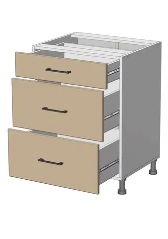 Kuchynské skrinky dolná skrinka so zásuvkami š.60, v.82, Modena LD12S6082, grafit / antracit