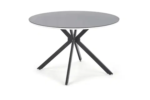 Jedálenské stoly HALMAR Avelar okrúhly sklenený jedálenský stôl čierna / biela