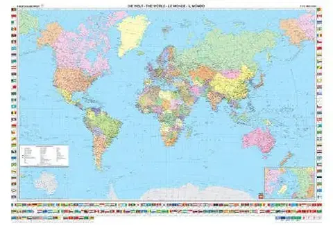Sprievodcovia, mapy, atlasy Svet nástenná mapa politická lamino+lišta WELT PI3