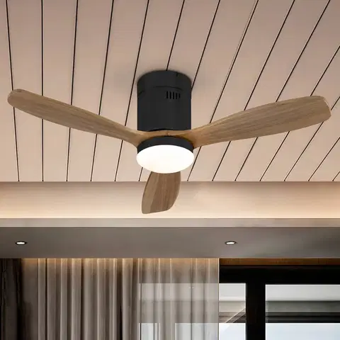 Stropné ventilátory so svetlom Schuller Valencia Stropný ventilátor Siroco Mini LED, čierna/orech