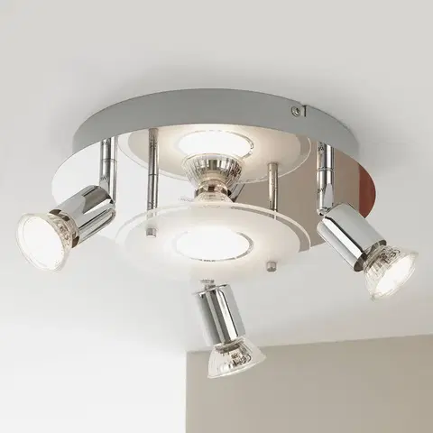 Stropné svietidlá Briloner Štvor-plameňový stropný LED rondel Štart